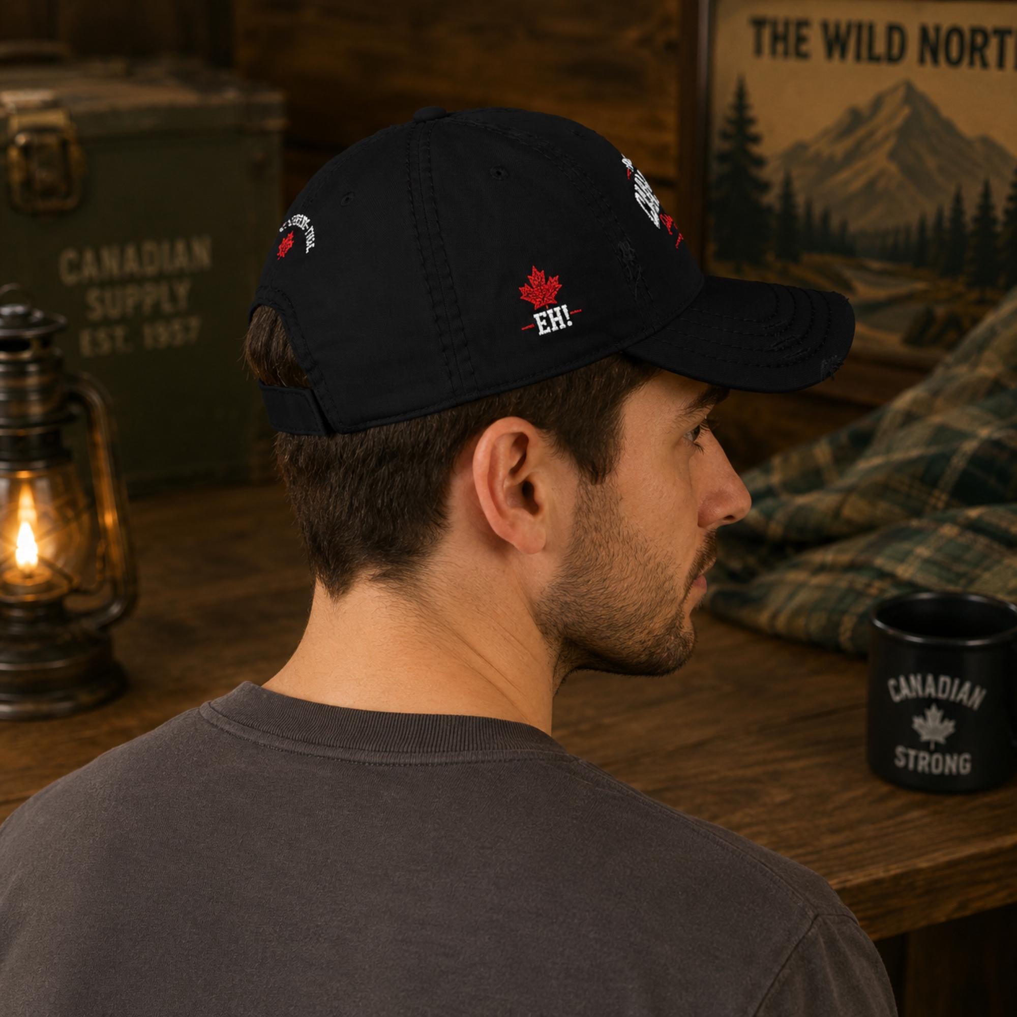 Proud Canadian Strong & Free Hat, Embroidered Distressed Dad Cap, Canadian Pride Baseball Hat, Unisex Hat