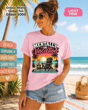 Mentally On Vacation funny beach graphic t-shirt