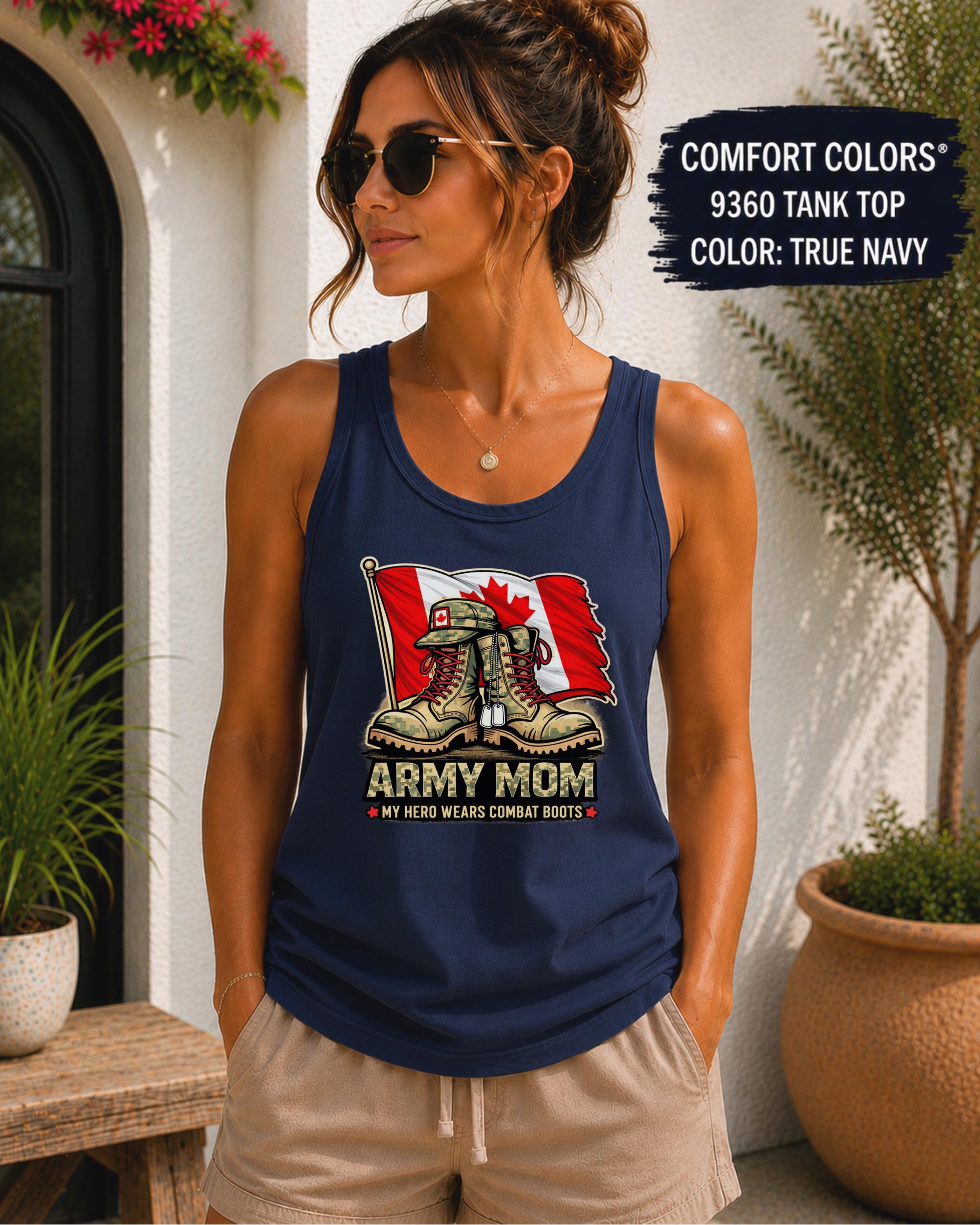 Canadian Army Mom tank top with combat boots design