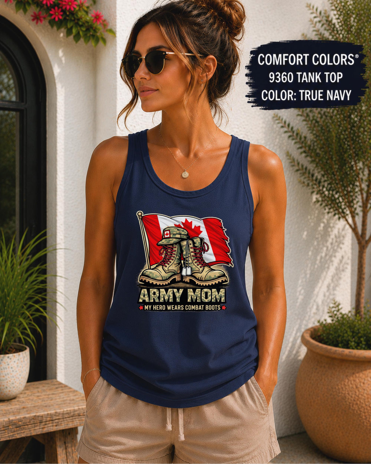 Canadian Army Mom tank top with combat boots design