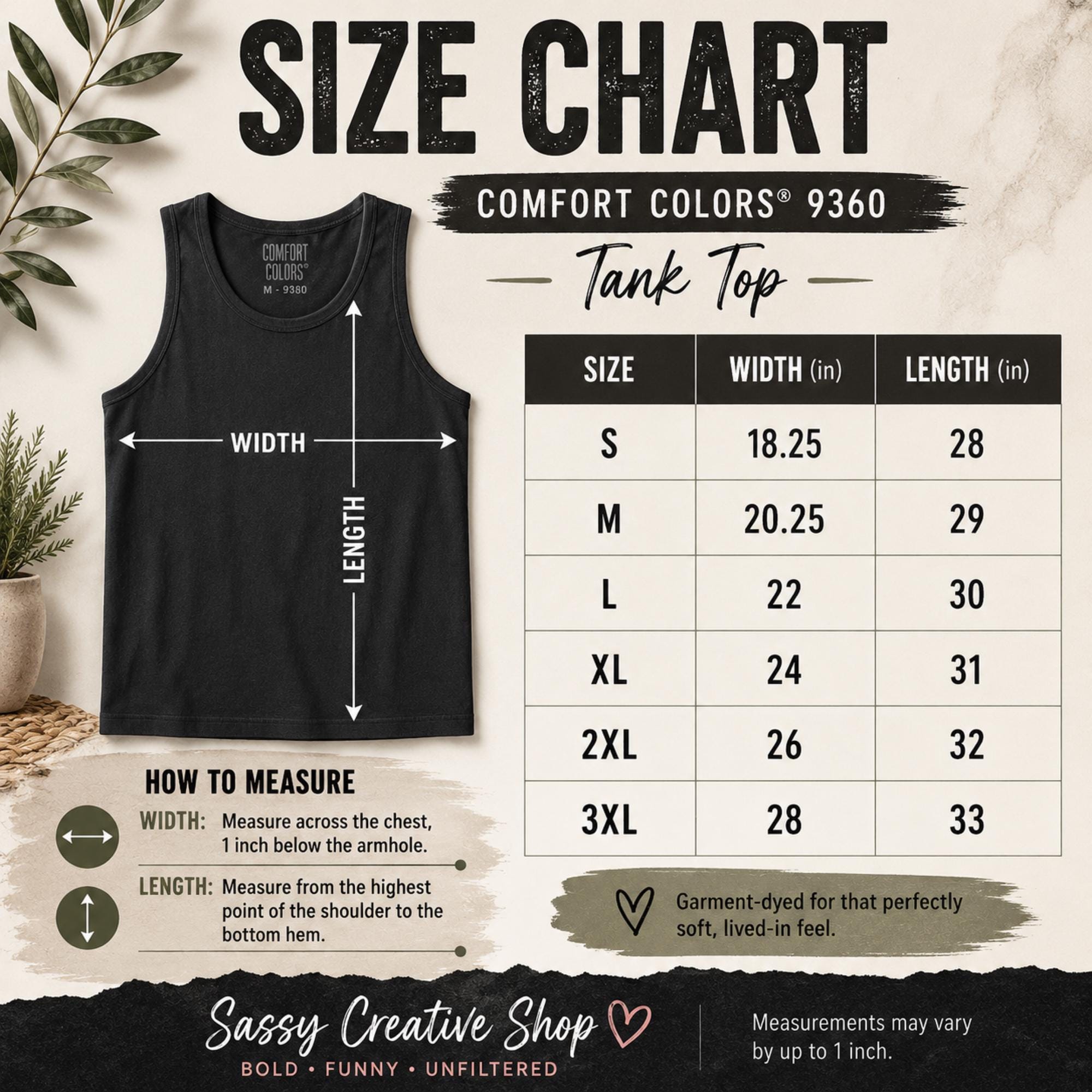 Size chart for Veteran family support apparel tank top