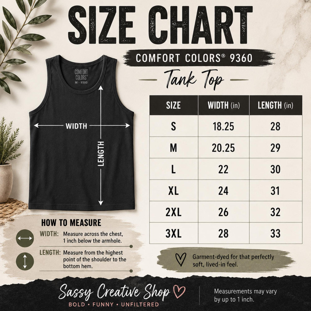 Size chart for Veteran family support apparel tank top