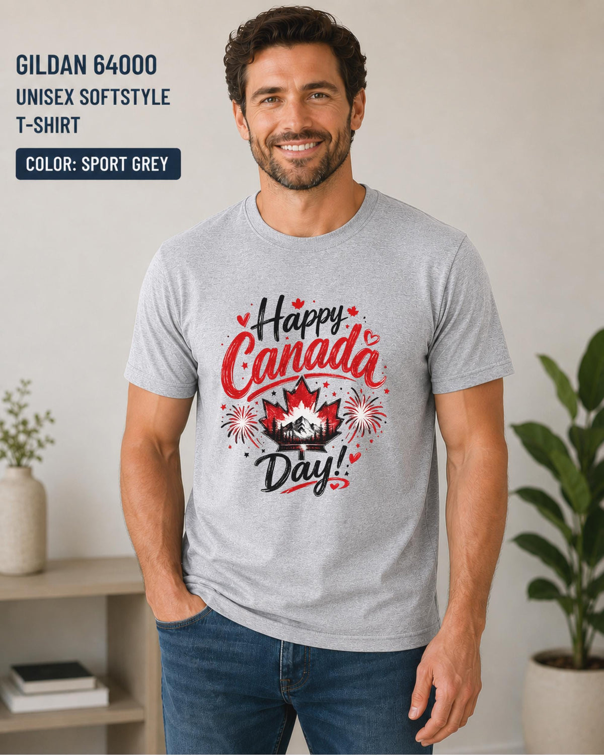 Unisex Canada Day shirt with red maple leaf design