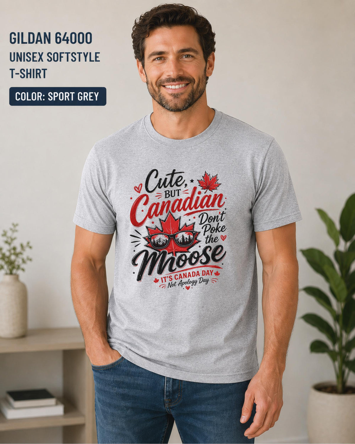 Canadian humor t-shirt featuring red maple leaf design