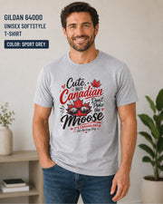 Canadian humor t-shirt featuring red maple leaf design