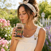 Plant mom gift featuring colorful gardening artwork on glass can