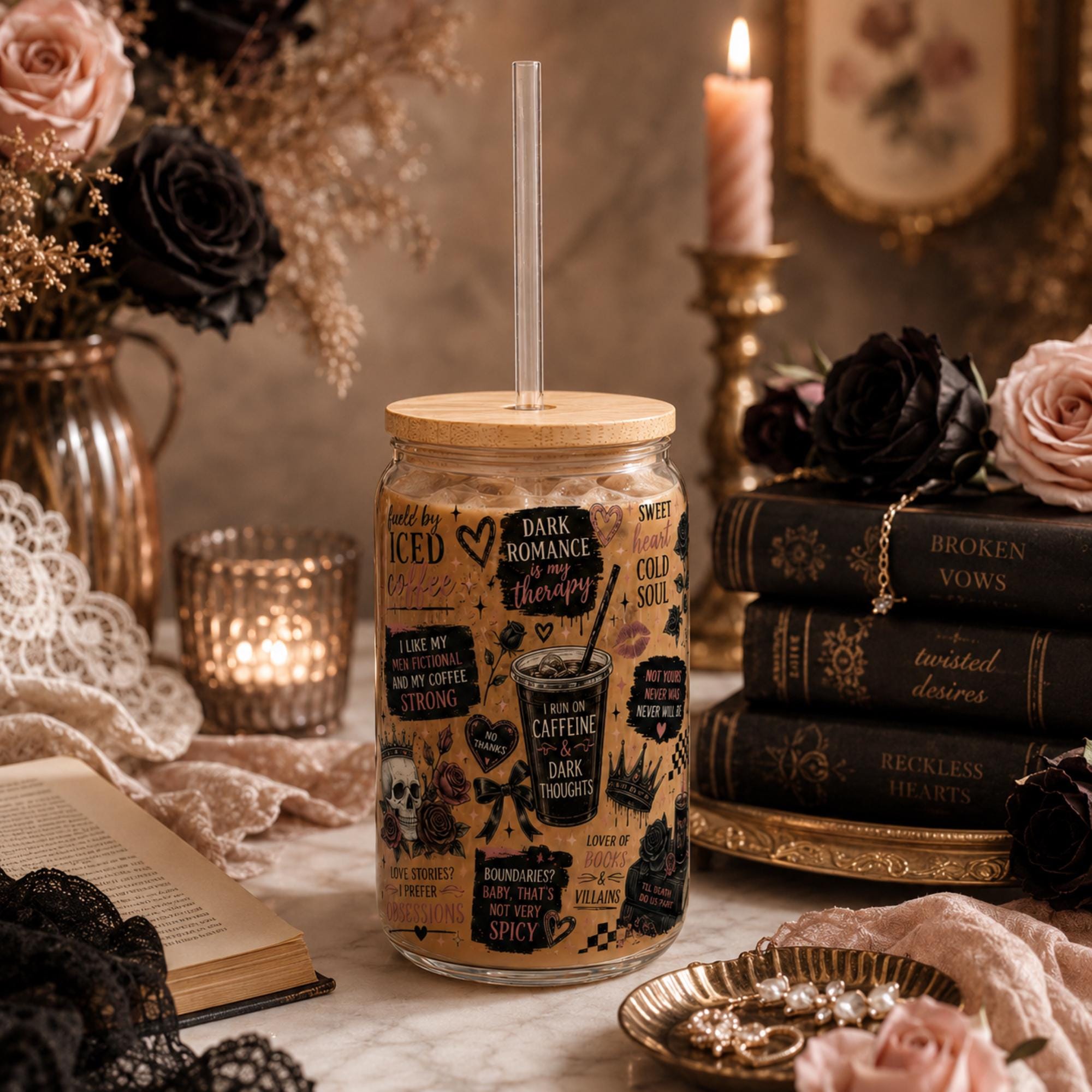 Fantasy reader gift with dark romance inspired artwork wrap