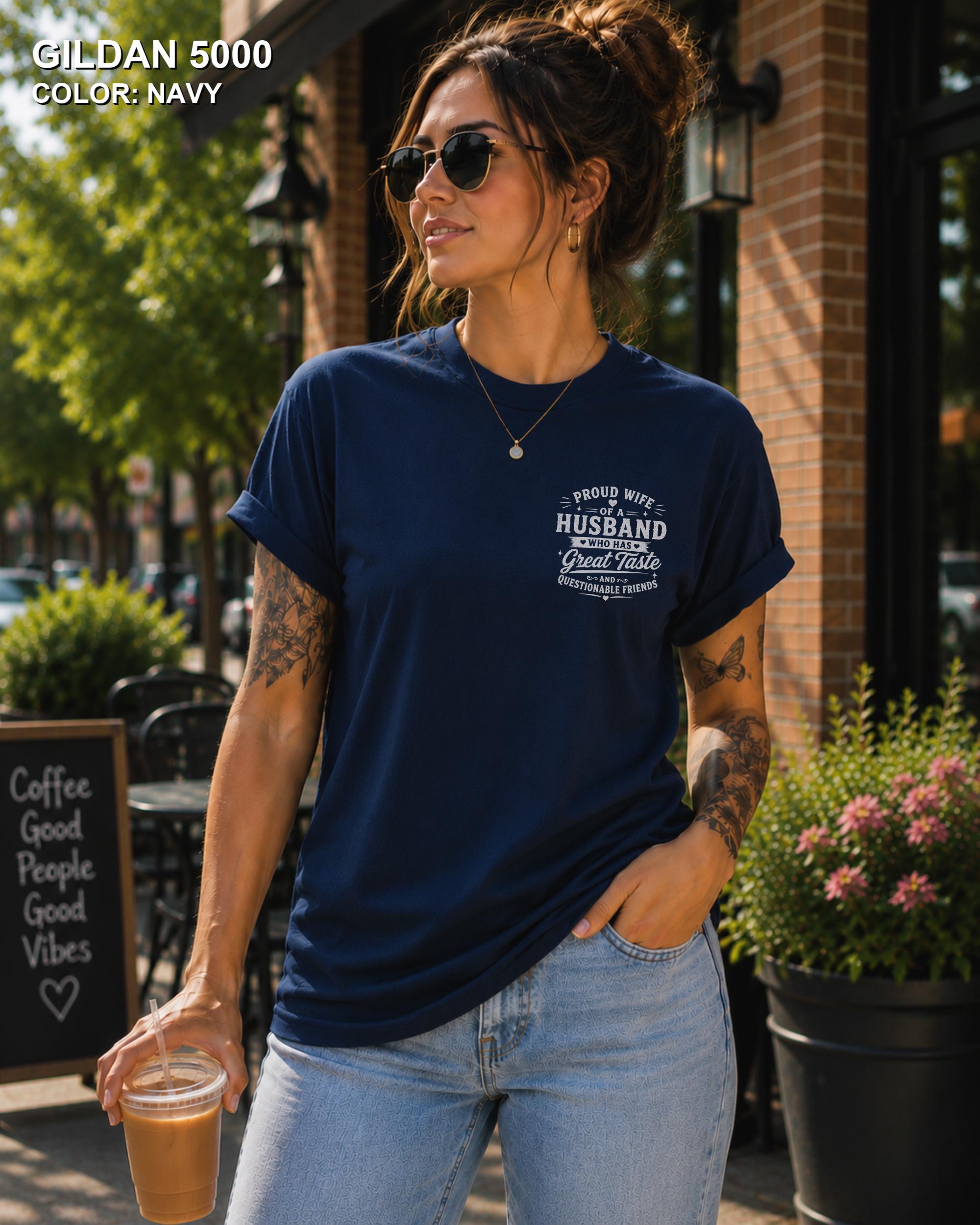 Proud Wife Shirt, Funny Marriage Tee, Husband Humor Gift, Front Back Graphic Top