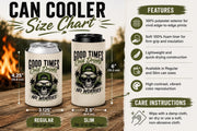 Size chart for the Outdoor camping accessory for cold drinks, slim and reg size