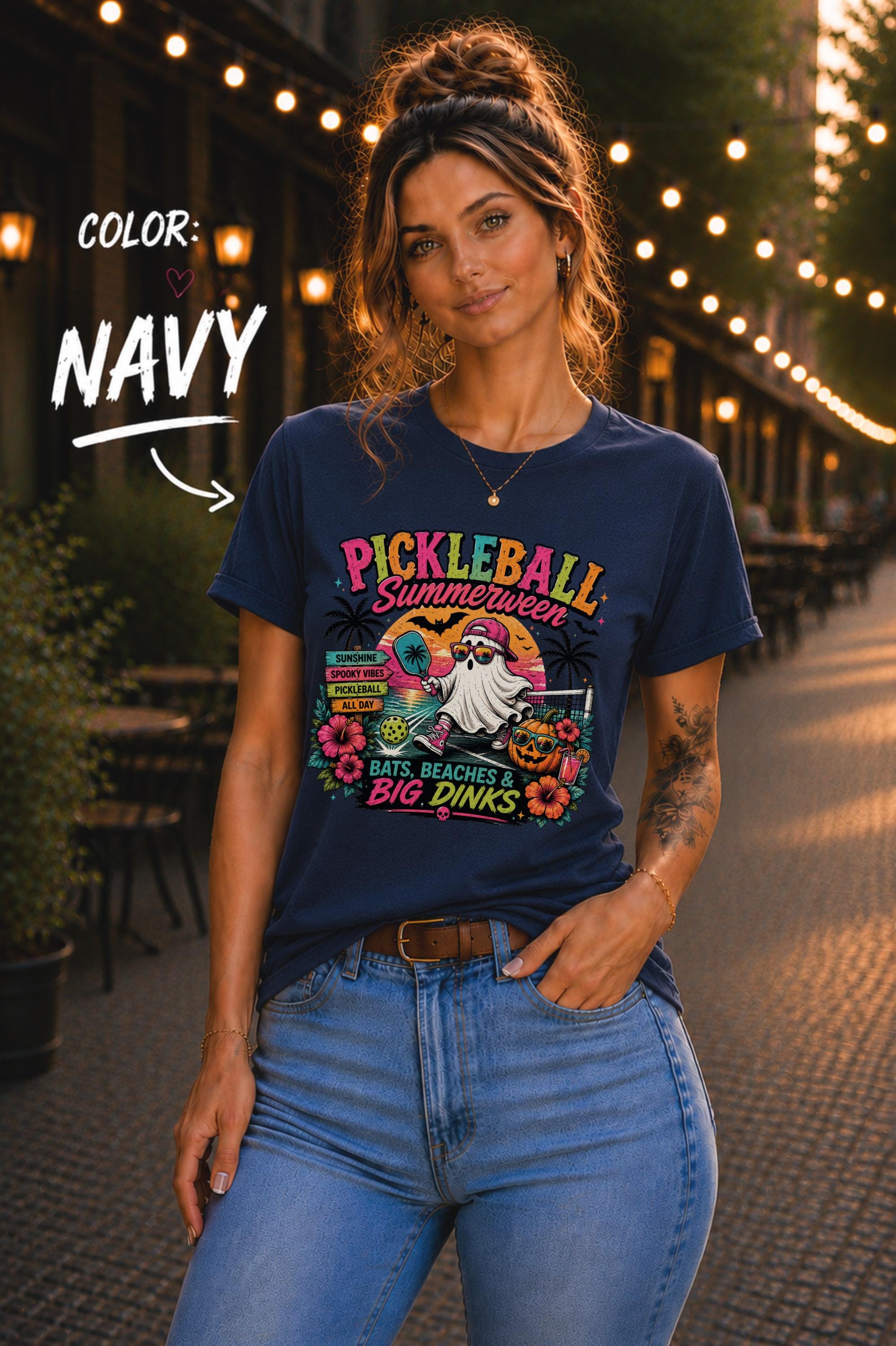 Funny ghost pickleball t-shirt perfect for Halloween tournaments, beach vacations, and spooky pickleball fans.