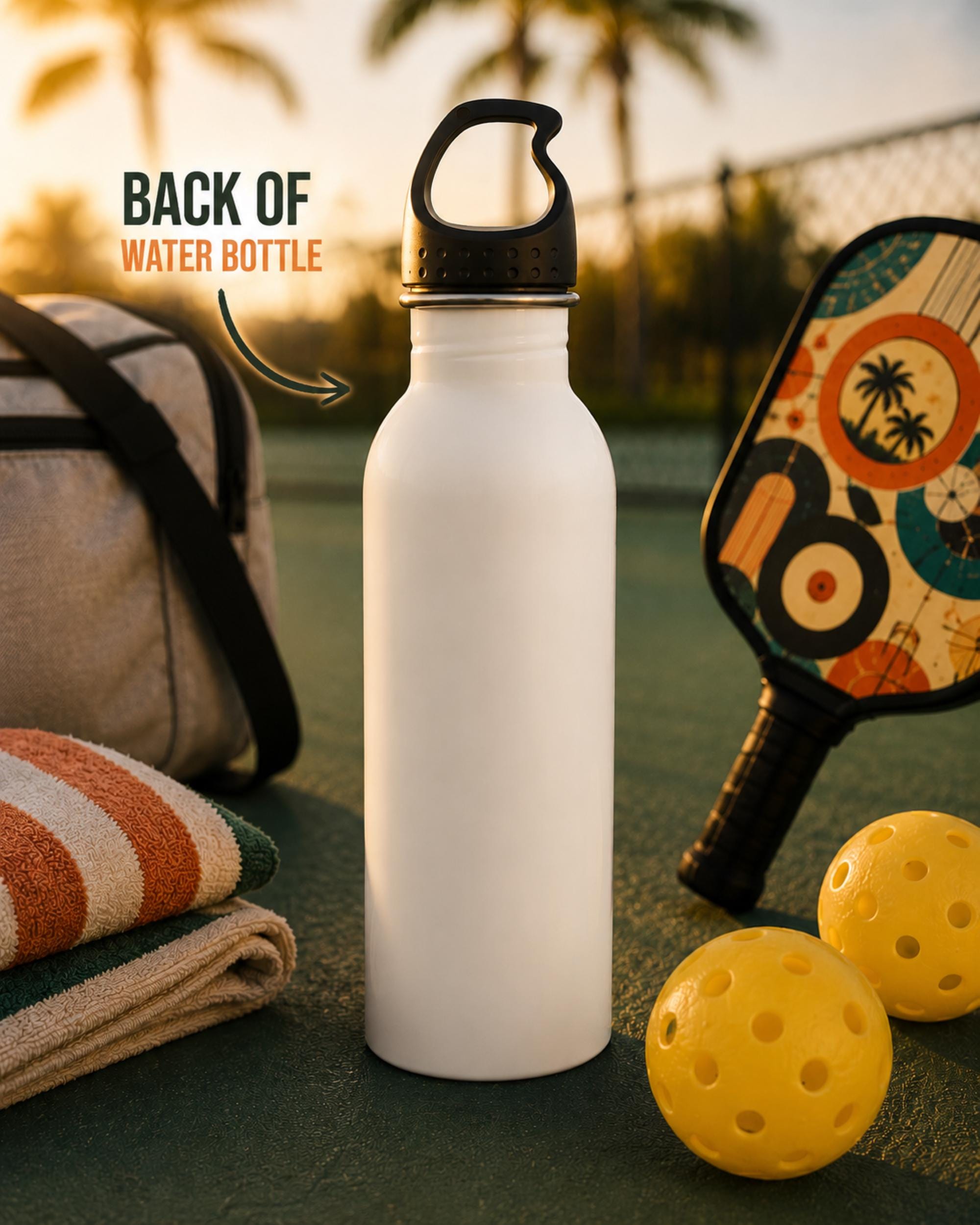 Good Days on the Court Water Bottle | Pickleball Water Bottle | Tropical Sunset Stainless Steel Bottle | Pickleball Gift | Sports Water Bottle