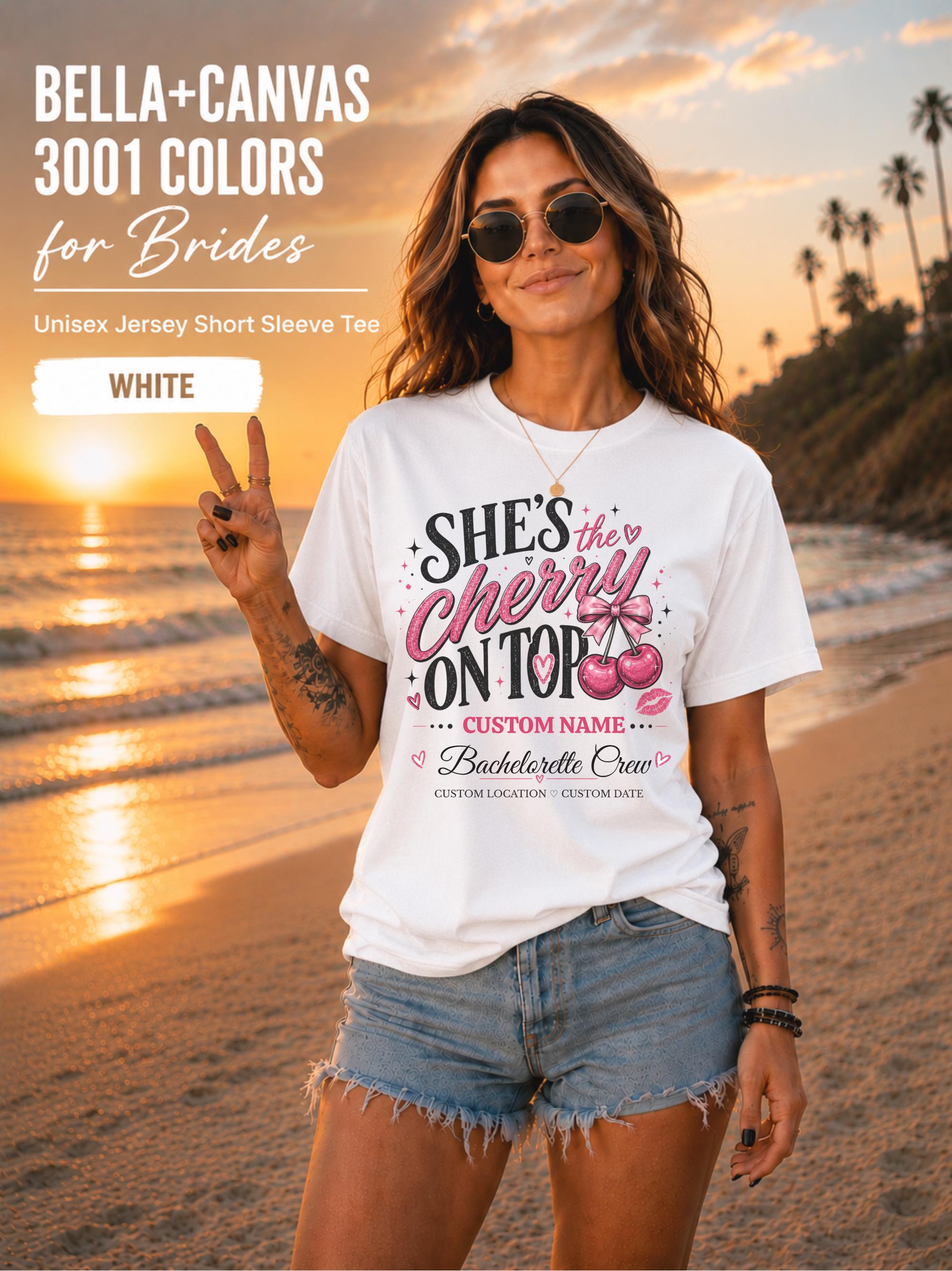 Custom Bride & Groom Shirt, She’s or He’s The Cherry On Top Tee, Bachelorette Shirt, Bachelor Party Shirt, Bride Tribe Shirt