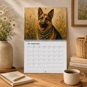 Dog Wall Calendar | Painted Floral Dogs | Spiral Calendar 11x8.5 or 14x11.5 | Dog Lover Gift