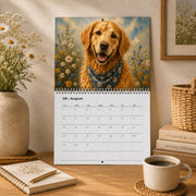 Dog Wall Calendar | Painted Floral Dogs | Spiral Calendar 11x8.5 or 14x11.5 | Dog Lover Gift