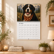 Dog Wall Calendar | Painted Floral Dogs | Spiral Calendar 11x8.5 or 14x11.5 | Dog Lover Gift