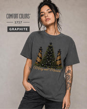 Comfort Colors 1717 garment-dyed Graphite Christmas shirt with vintage gothic holiday artwork and elegant black Christmas décor.