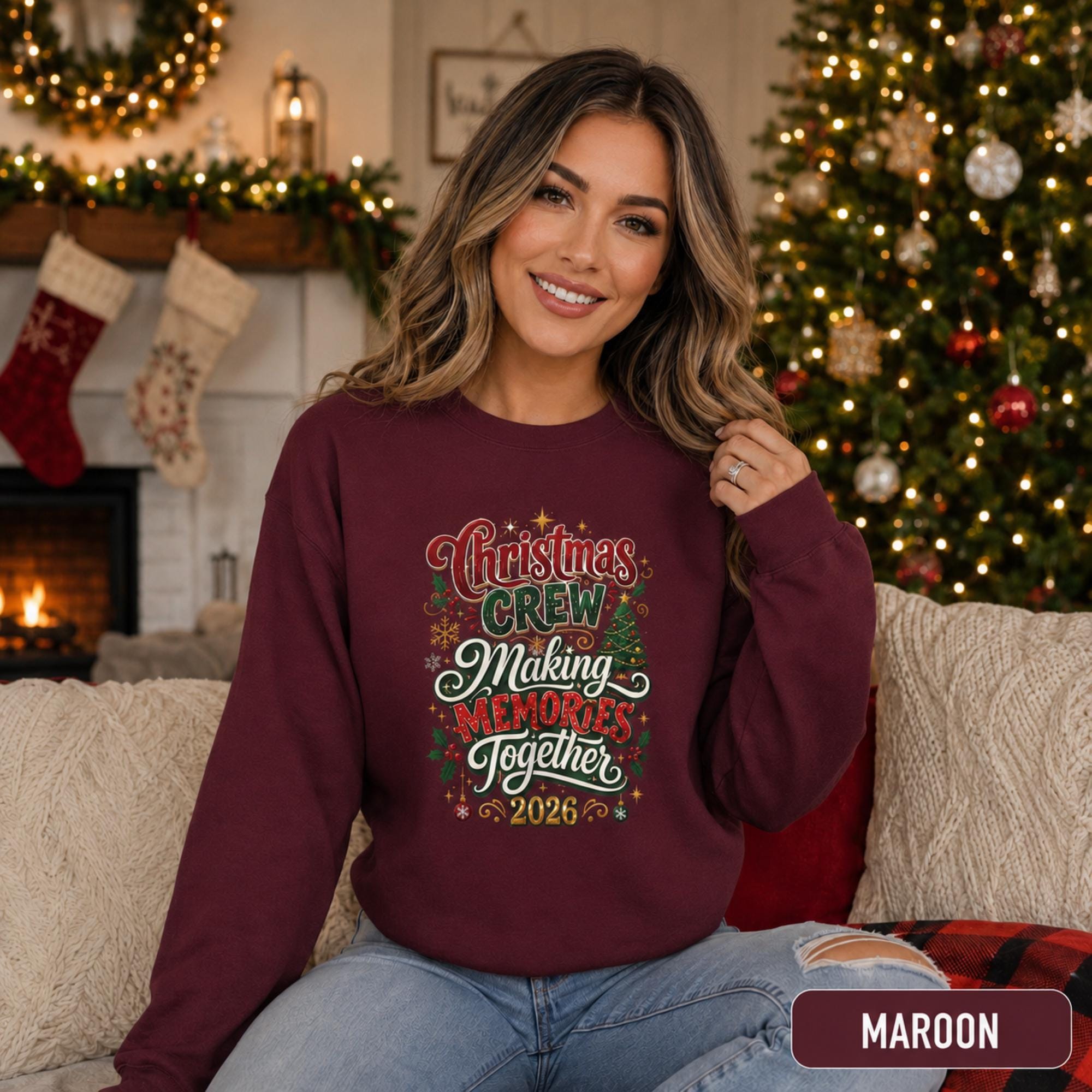 Christmas Crew Matching Sweatshirts, Making Memories Together, Family Holiday Gifts, Trendy Xmas Wear