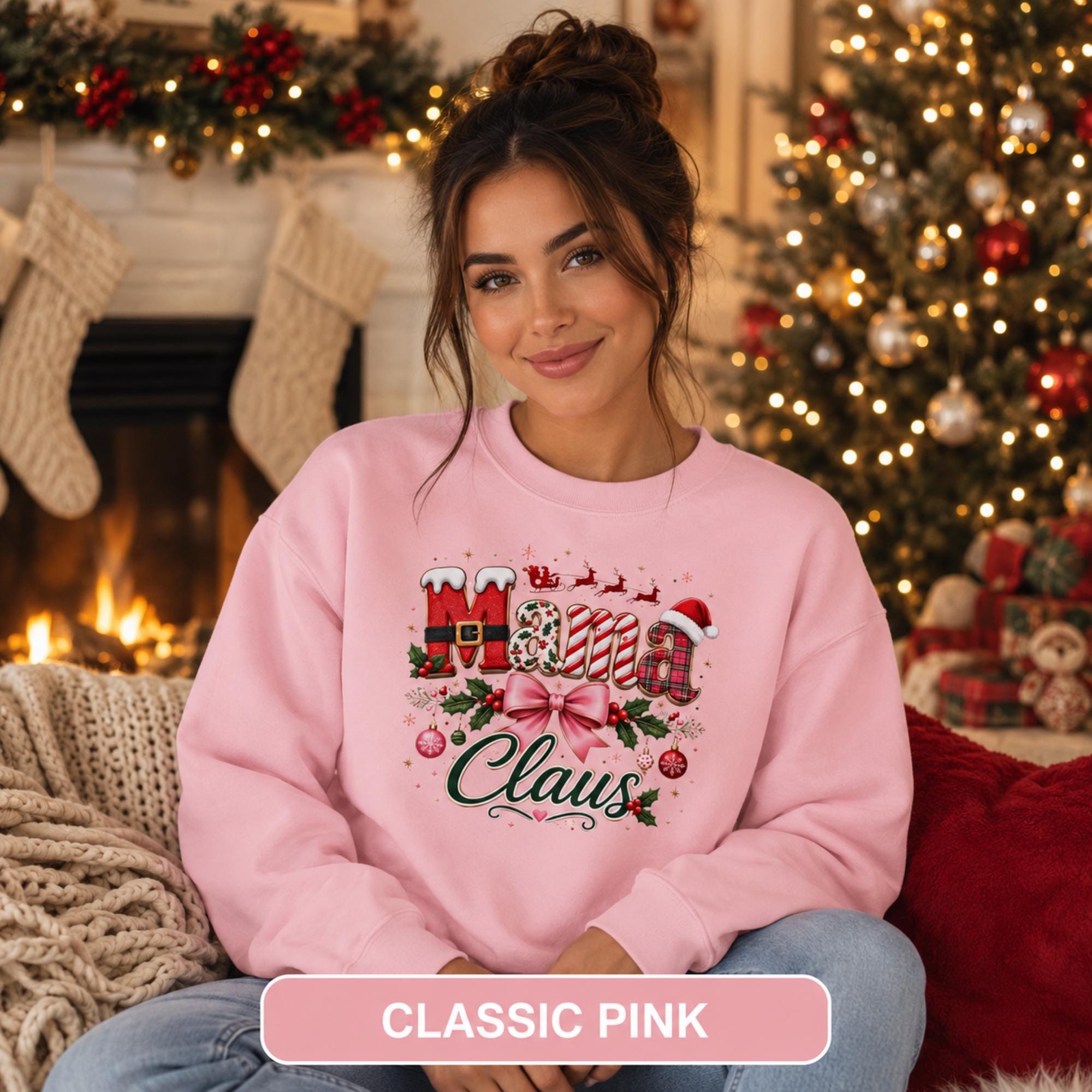 Mama Claus Sweatshirt - Christmas Mama Shirt - Holiday Crewneck Top, Xmas Apparel, Cozy Winter Pullover, Xmas Mom Sweater