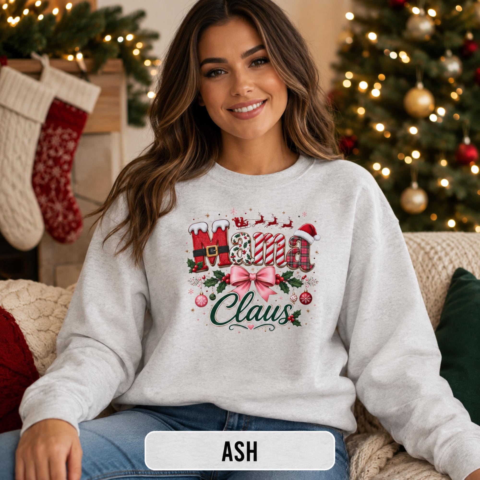 Mama Claus Sweatshirt - Christmas Mama Shirt - Holiday Crewneck Top, Xmas Apparel, Cozy Winter Pullover, Xmas Mom Sweater, Comfort Colors