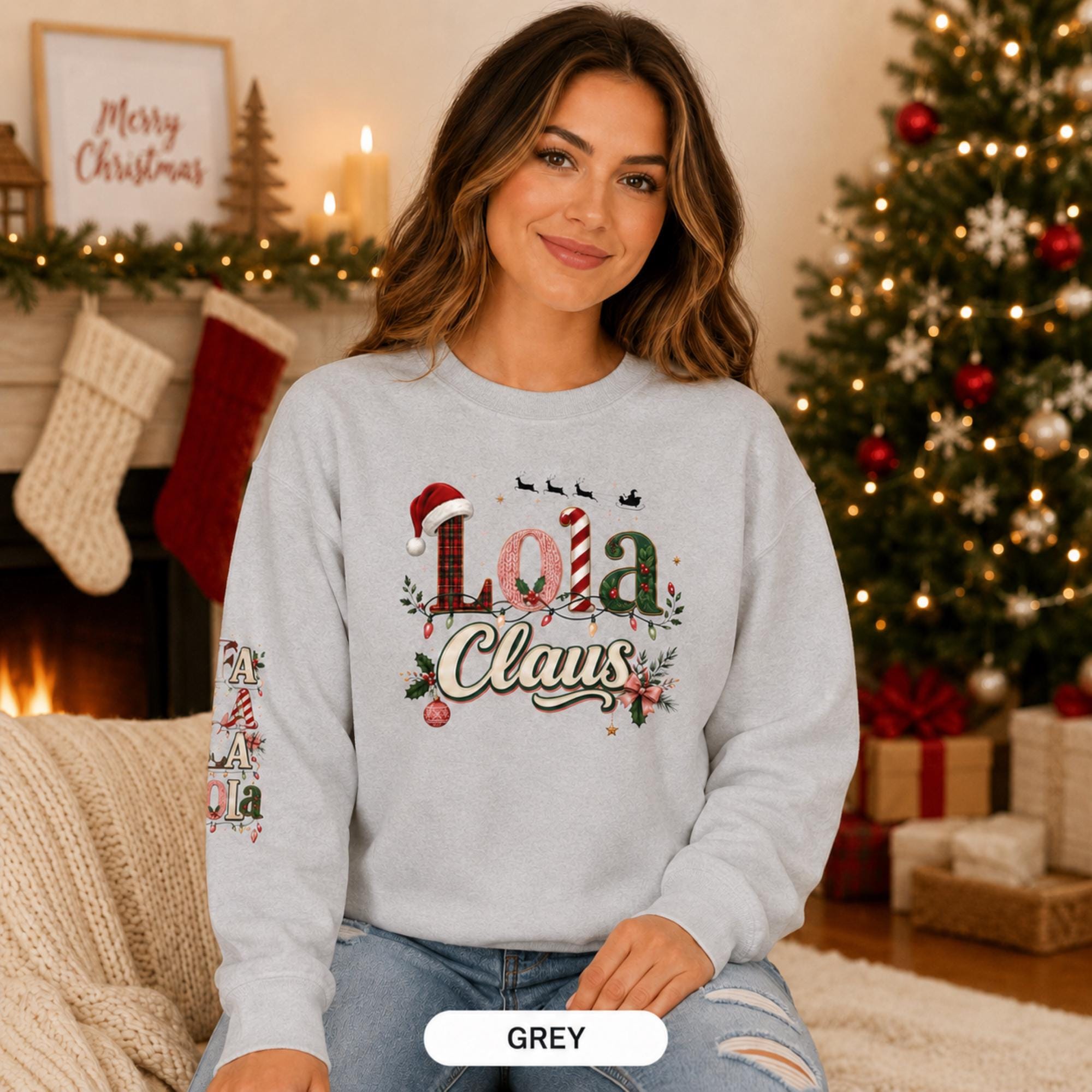 Cozy Crewneck Sweatshirt, Perfect for Fall, Winter, Christmas, Gift for Your Lola Claus