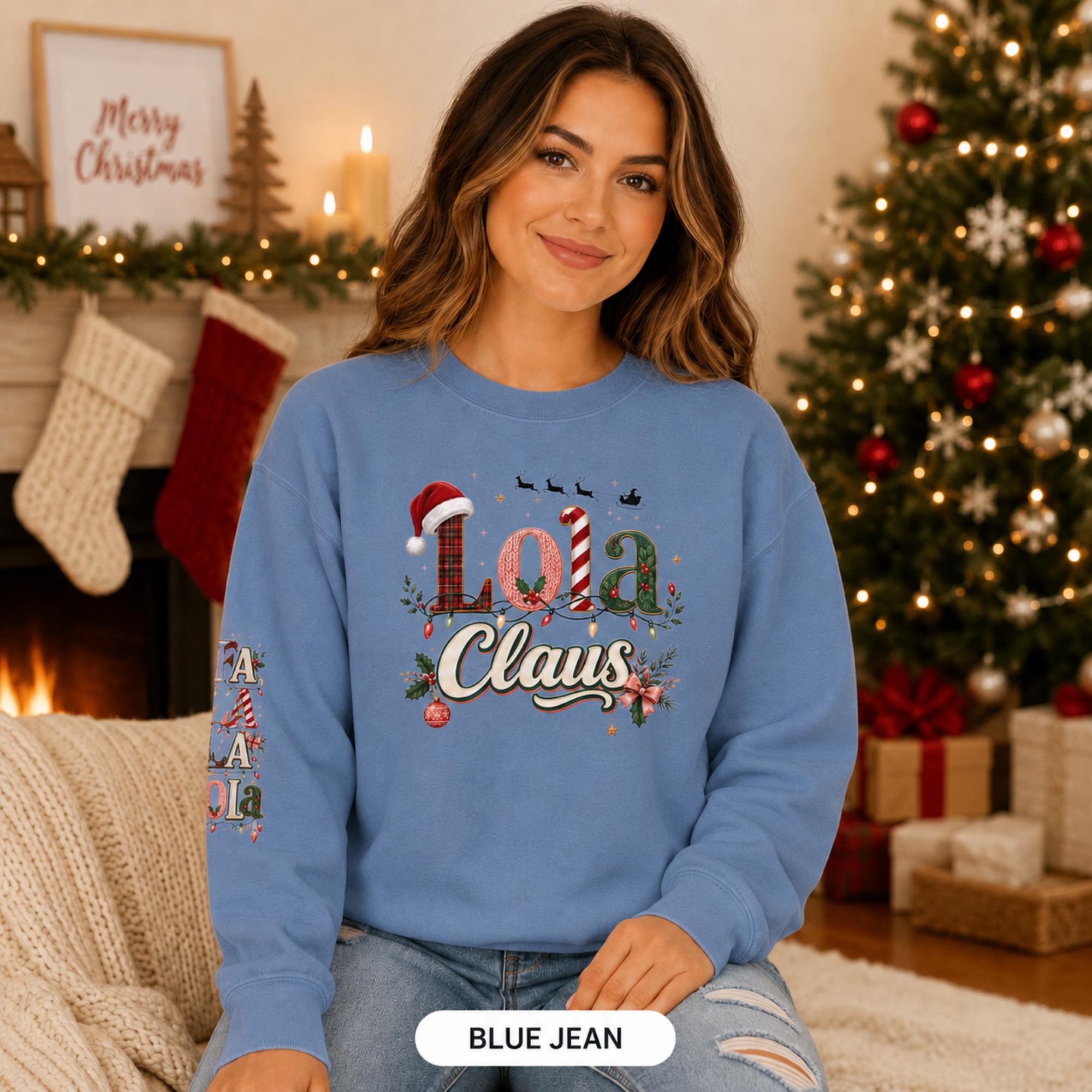 Cozy Crewneck Sweatshirt, Perfect for Fall, Winter, Christmas, Gift for Your Lola Claus