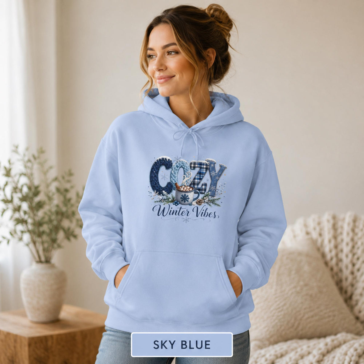 Cozy Winter Vibes Unisex Hoodie, College Hoodie, Winter Apparel, Gift for Students, Sweatshirt for Holidays, Casual Wear - Comfort Colors