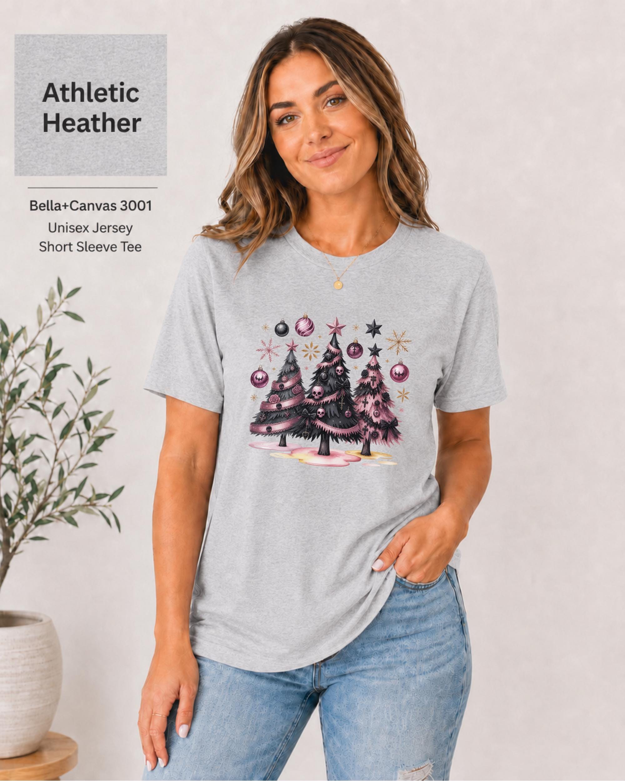 Trendy winter shirt featuring pink gothic trees