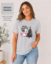 Bella Canvas Atheletic heather shirt featuring adorable ghost holiday design for festive outfits.