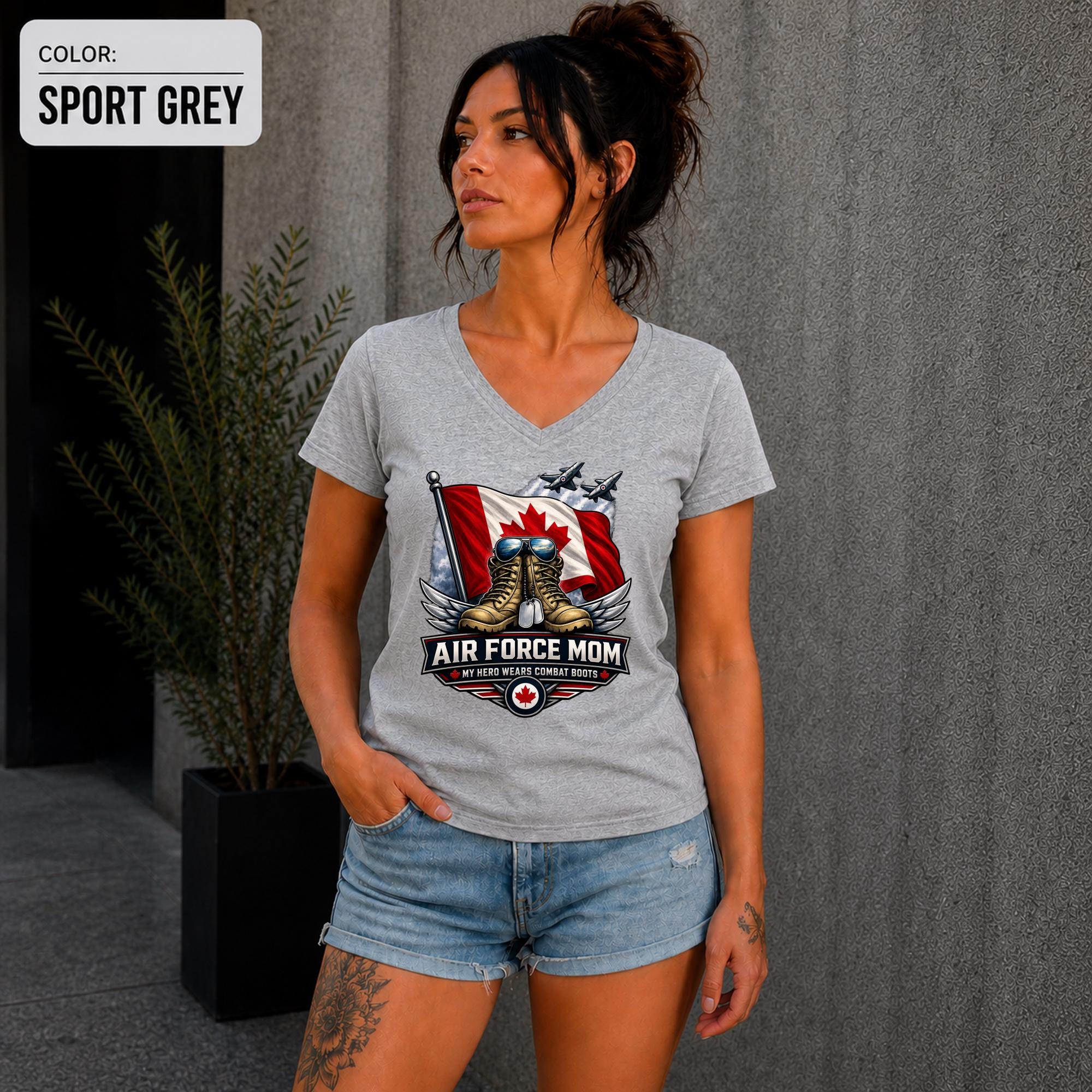 Patriotic Canadian parent shirt for military homecomings, deployments, and base events.