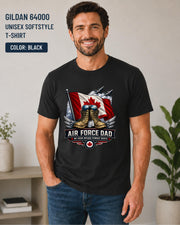 Gildan 64000 Softstyle Air Force Dad shirt with My Hero Wears Combat Boots military design.