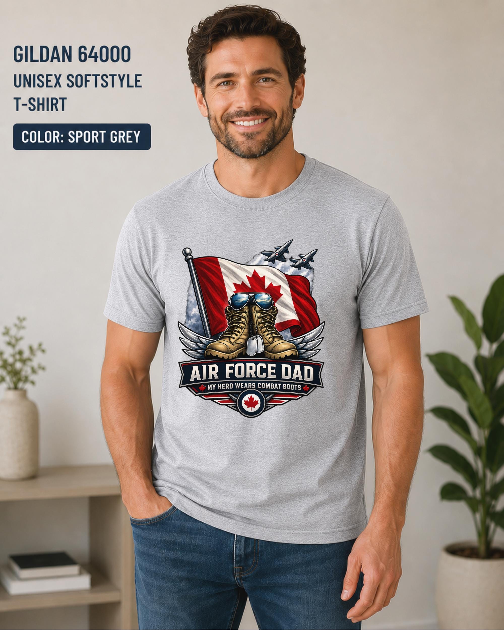 Patriotic Canadian dad shirt designed for military family support and everyday wear.