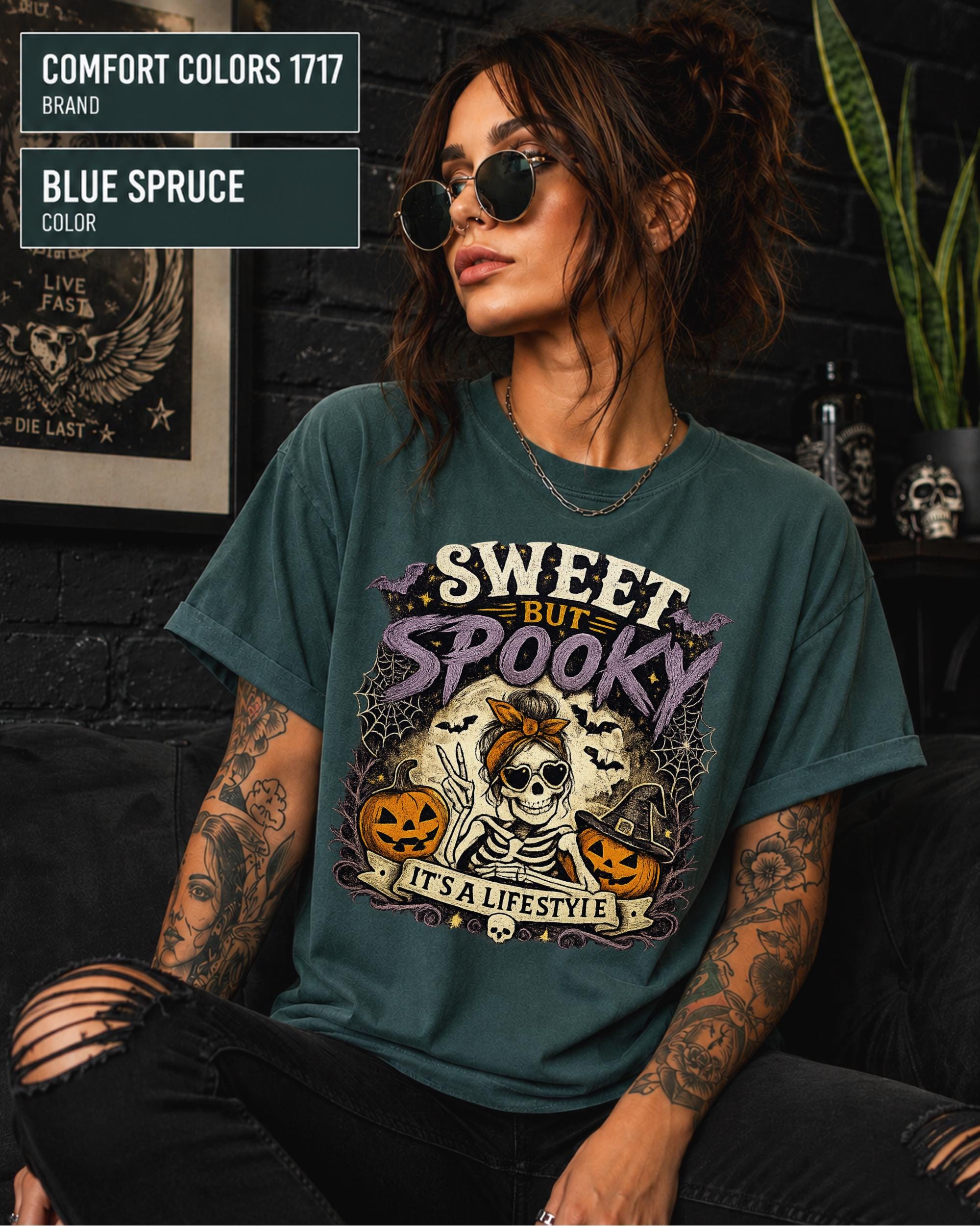 Skeleton shirt for spooky season, pumpkin patches, haunted houses, and fall festivals.