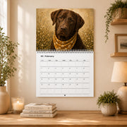 Dog Wall Calendar | Painted Floral Dogs | Spiral Calendar 11x8.5 or 14x11.5 | Dog Lover Gift