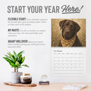 Dog Wall Calendar | Painted Floral Dogs | Spiral Calendar 11x8.5 or 14x11.5 | Dog Lover Gift