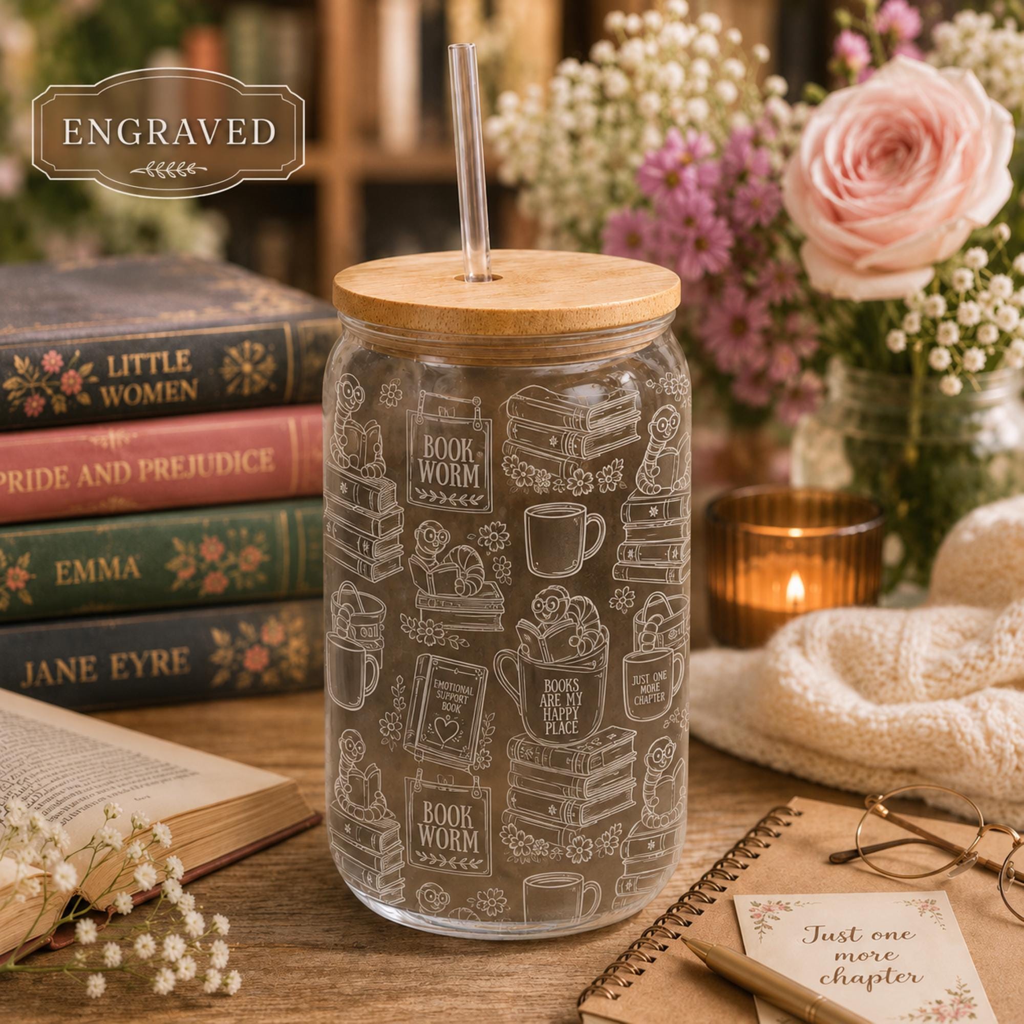 Engraved Reading accessory for romance lovers and cozy bookworms