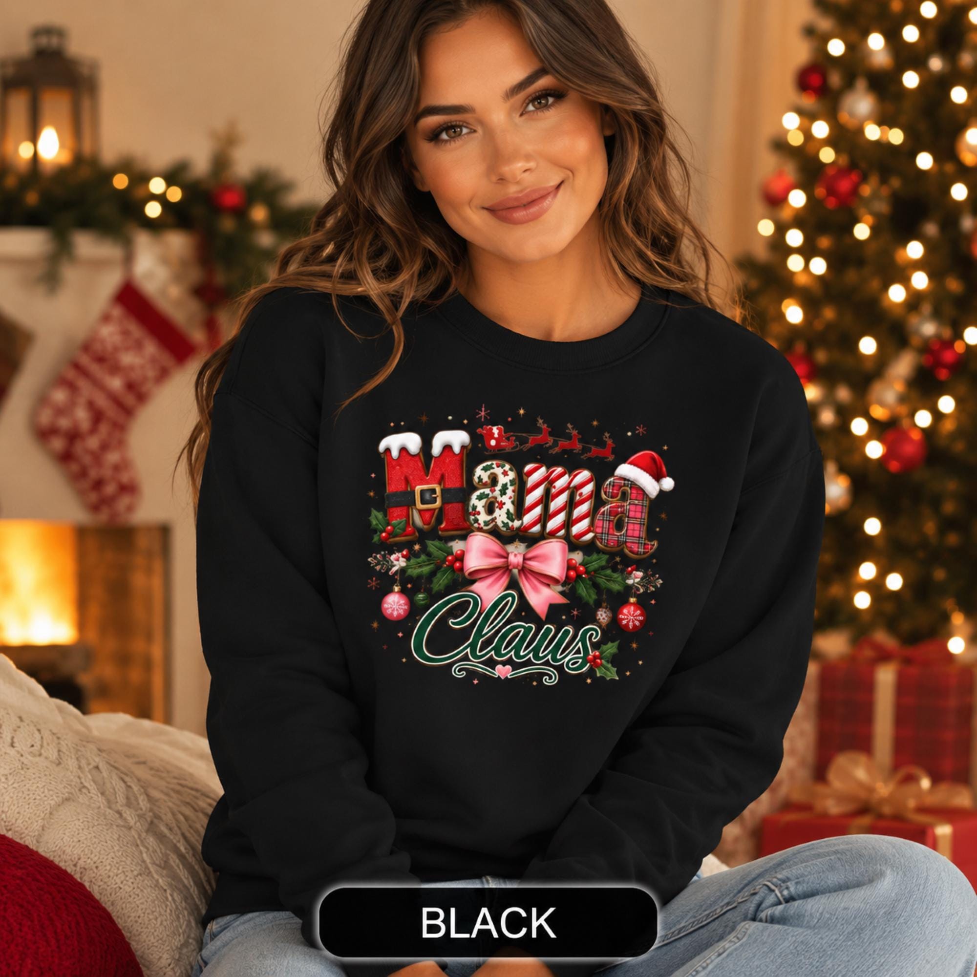 Mama Claus Sweatshirt - Christmas Mama Shirt - Holiday Crewneck Top, Xmas Apparel, Cozy Winter Pullover, Xmas Mom Sweater