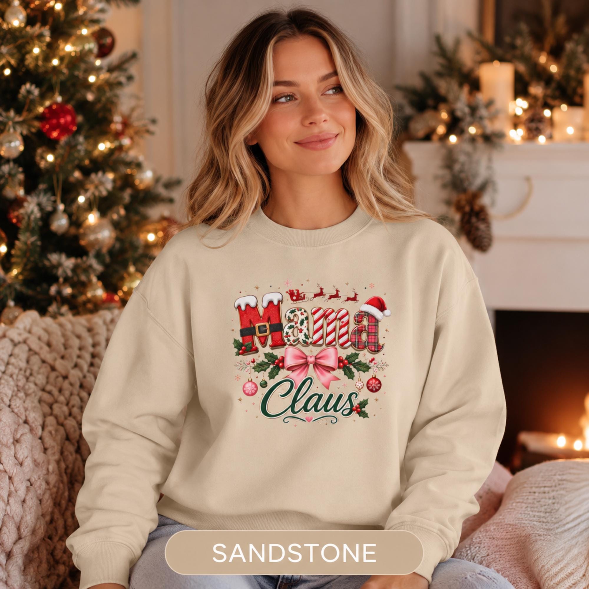Mama Claus Sweatshirt - Christmas Mama Shirt - Holiday Crewneck Top, Xmas Apparel, Cozy Winter Pullover, Xmas Mom Sweater