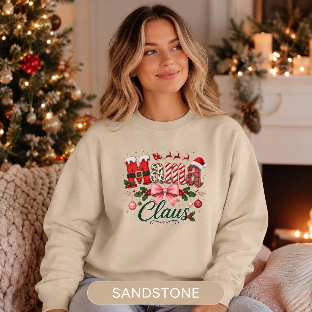 Mama Claus Sweatshirt - Christmas Mama Shirt - Holiday Crewneck Top, Xmas Apparel, Cozy Winter Pullover, Xmas Mom Sweater