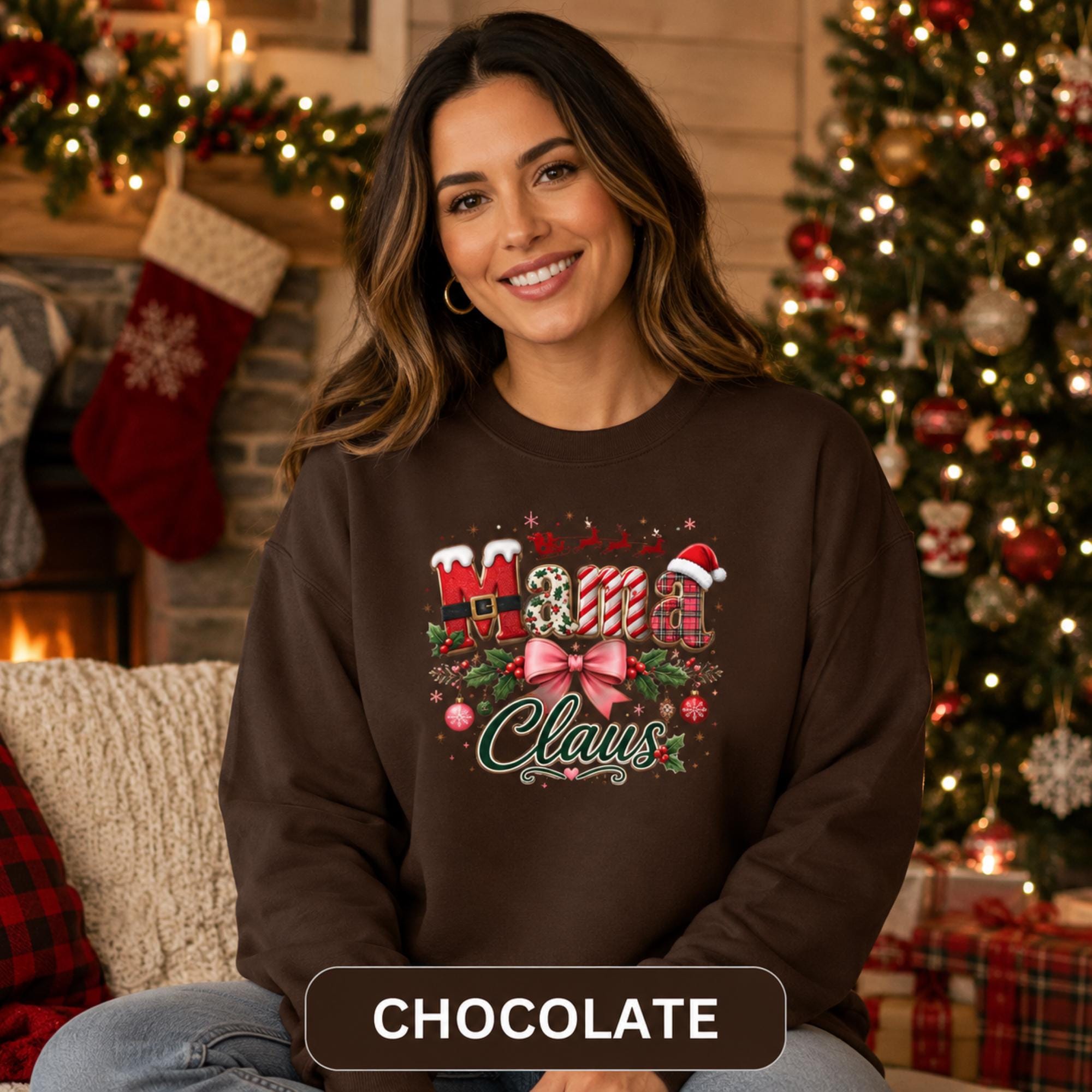 Mama Claus Sweatshirt - Christmas Mama Shirt - Holiday Crewneck Top, Xmas Apparel, Cozy Winter Pullover, Xmas Mom Sweater, Comfort Colors