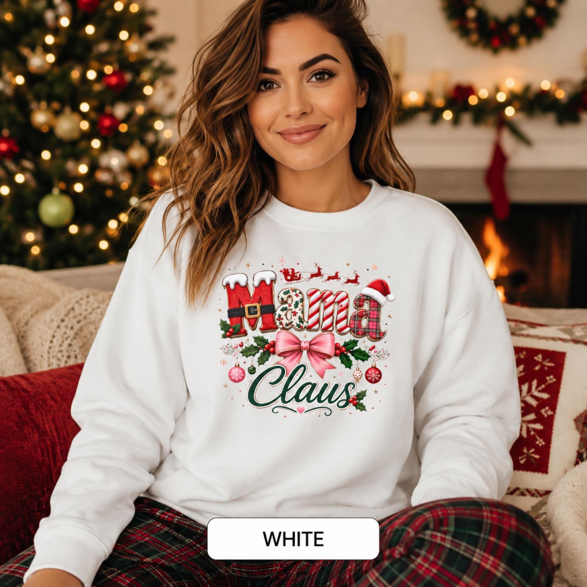 Mama Claus Sweatshirt - Christmas Mama Shirt - Holiday Crewneck Top, Xmas Apparel, Cozy Winter Pullover, Xmas Mom Sweater, Comfort Colors