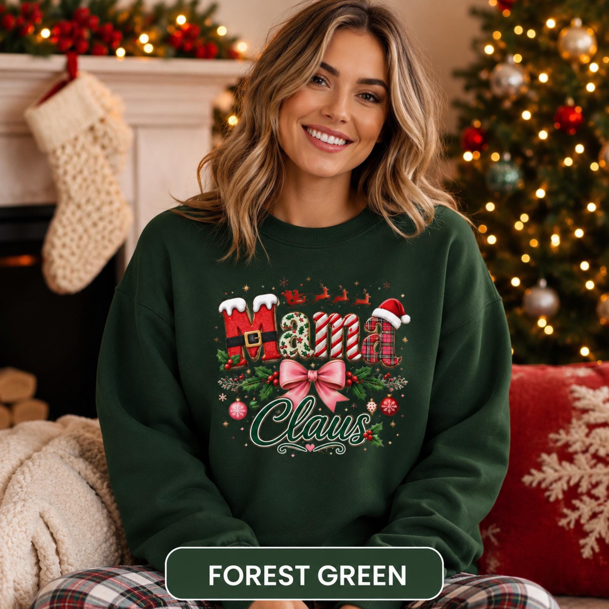 Mama Claus Sweatshirt - Christmas Mama Shirt - Holiday Crewneck Top, Xmas Apparel, Cozy Winter Pullover, Xmas Mom Sweater, Comfort Colors