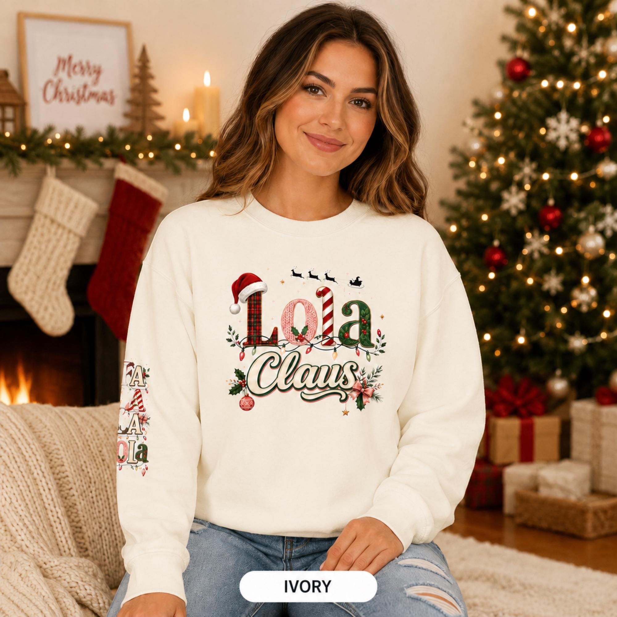 Cozy Crewneck Sweatshirt, Perfect for Fall, Winter, Christmas, Gift for Your Lola Claus