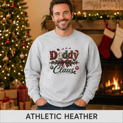 Christmas gift for Dad featuring a soft athletic heather crewneck with a cheerful Daddy Claus graphic.