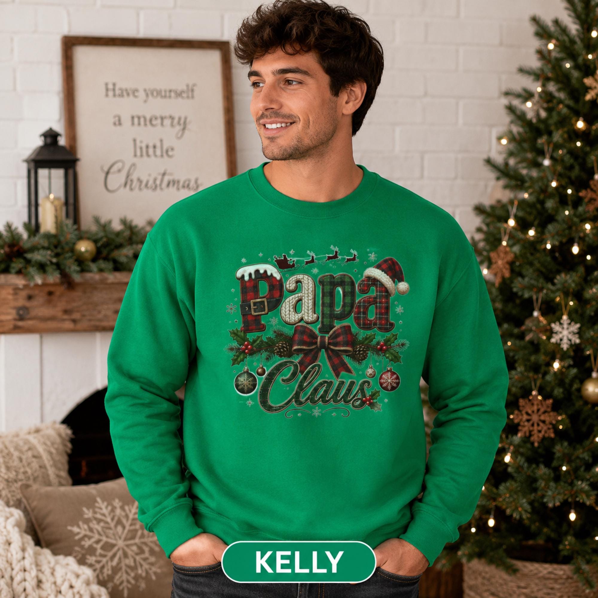 Men's holiday sweatshirt perfect for Christmas morning, family photos, holiday parties, and cozy winter nights.