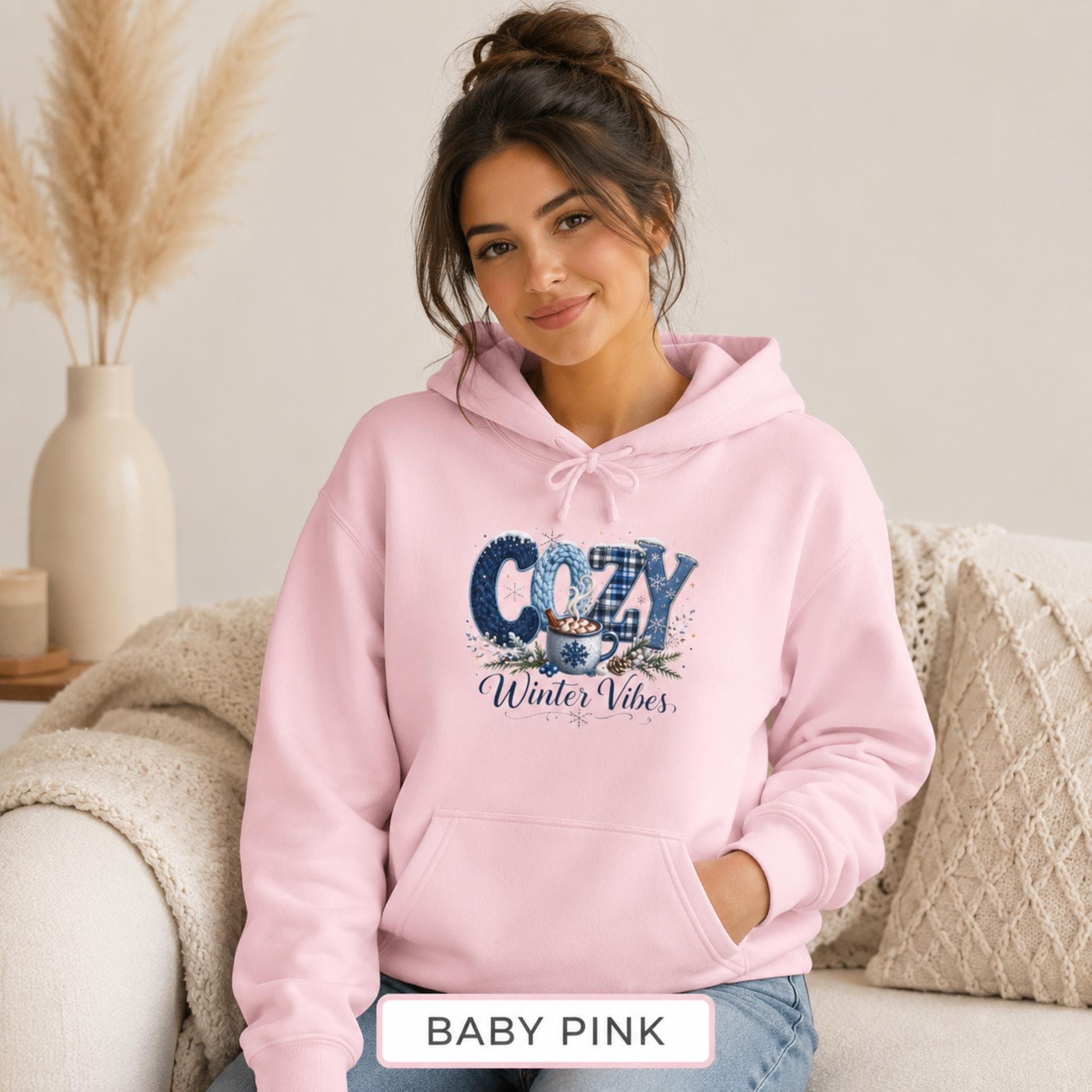 Cozy Winter Vibes Unisex Hoodie, College Hoodie, Winter Apparel, Gift for Students, Sweatshirt for Holidays, Casual Wear - Comfort Colors