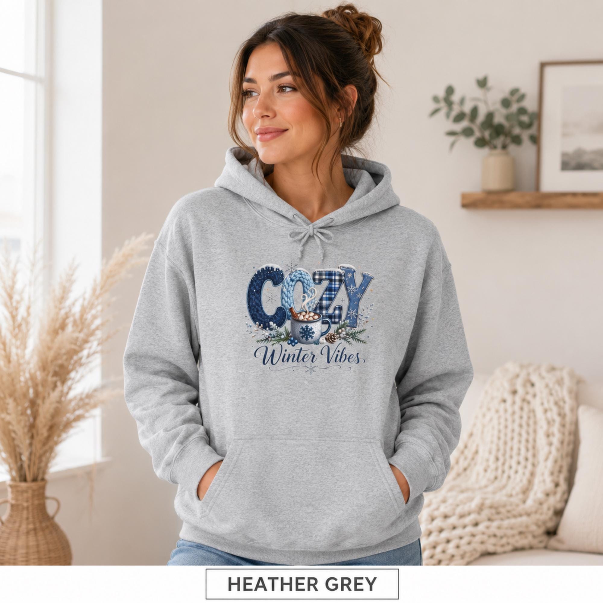 Cozy Winter Vibes Unisex Hoodie, College Hoodie, Winter Apparel, Gift for Students, Sweatshirt for Holidays, Casual Wear - Comfort Colors