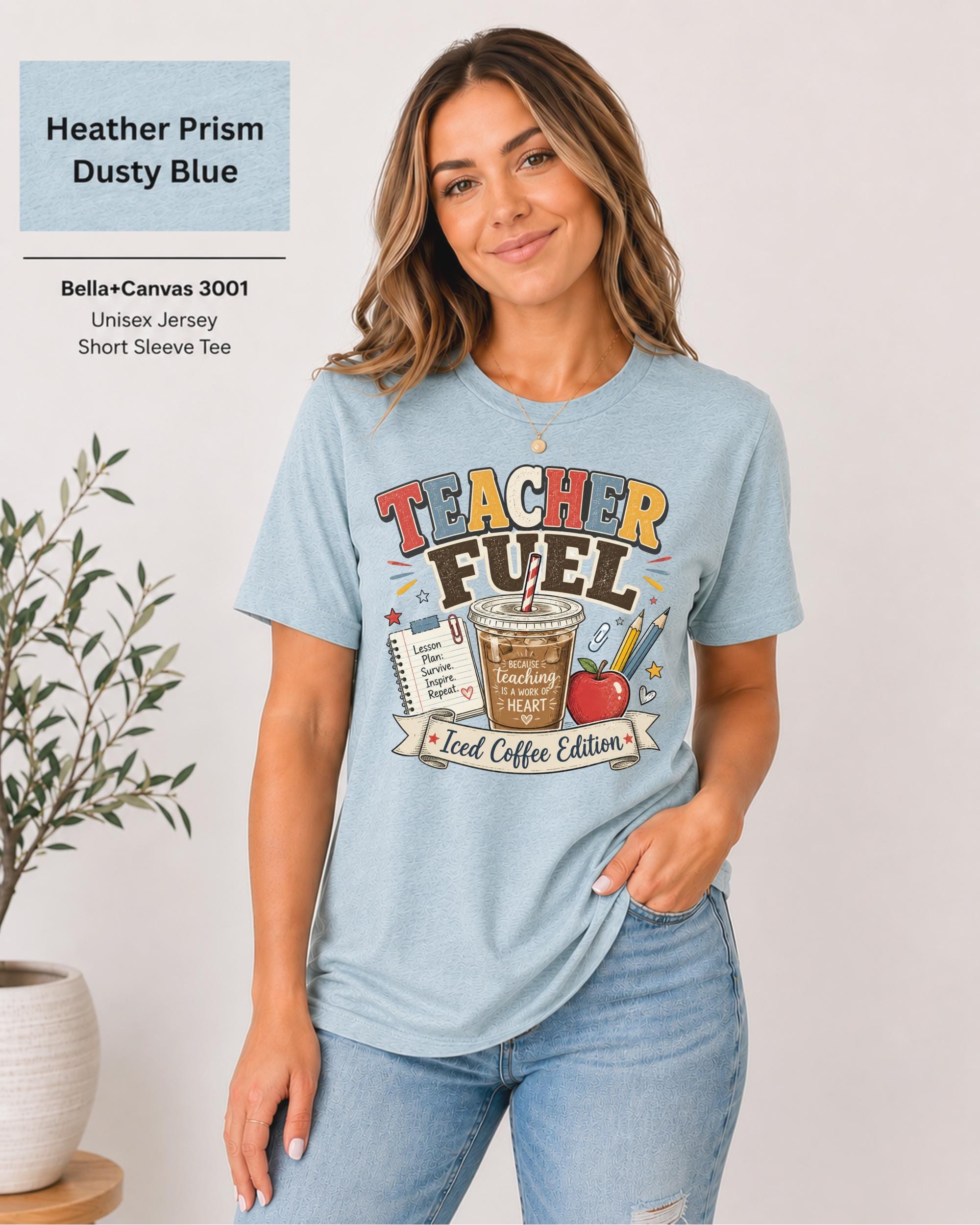 Teacher Fuel graphic tee perfect for first day of school, classroom wear, and teacher appreciation gifts.