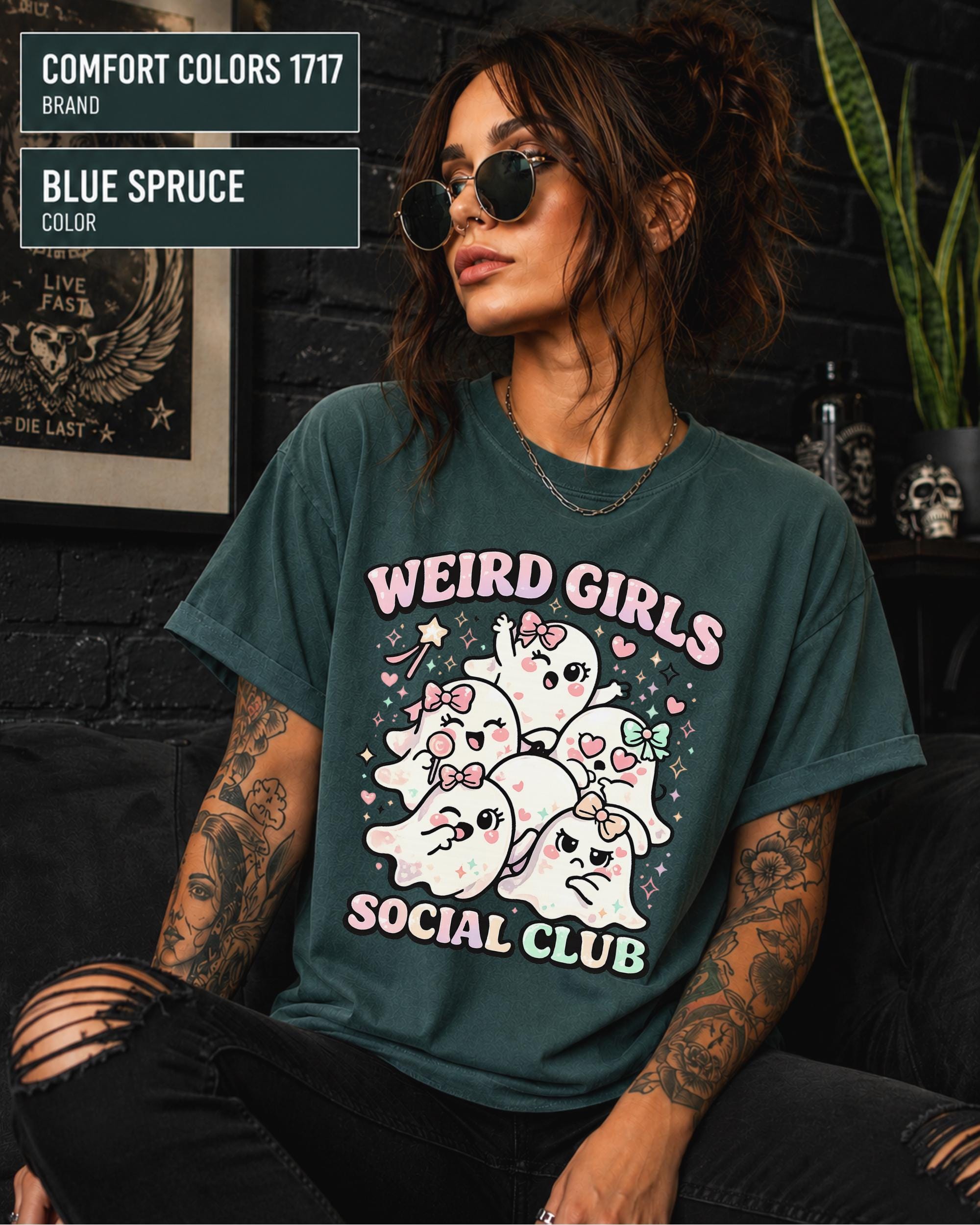 Weird girl graphic shirt for Halloween lovers, spooky besties, and alternative fashion fans.
