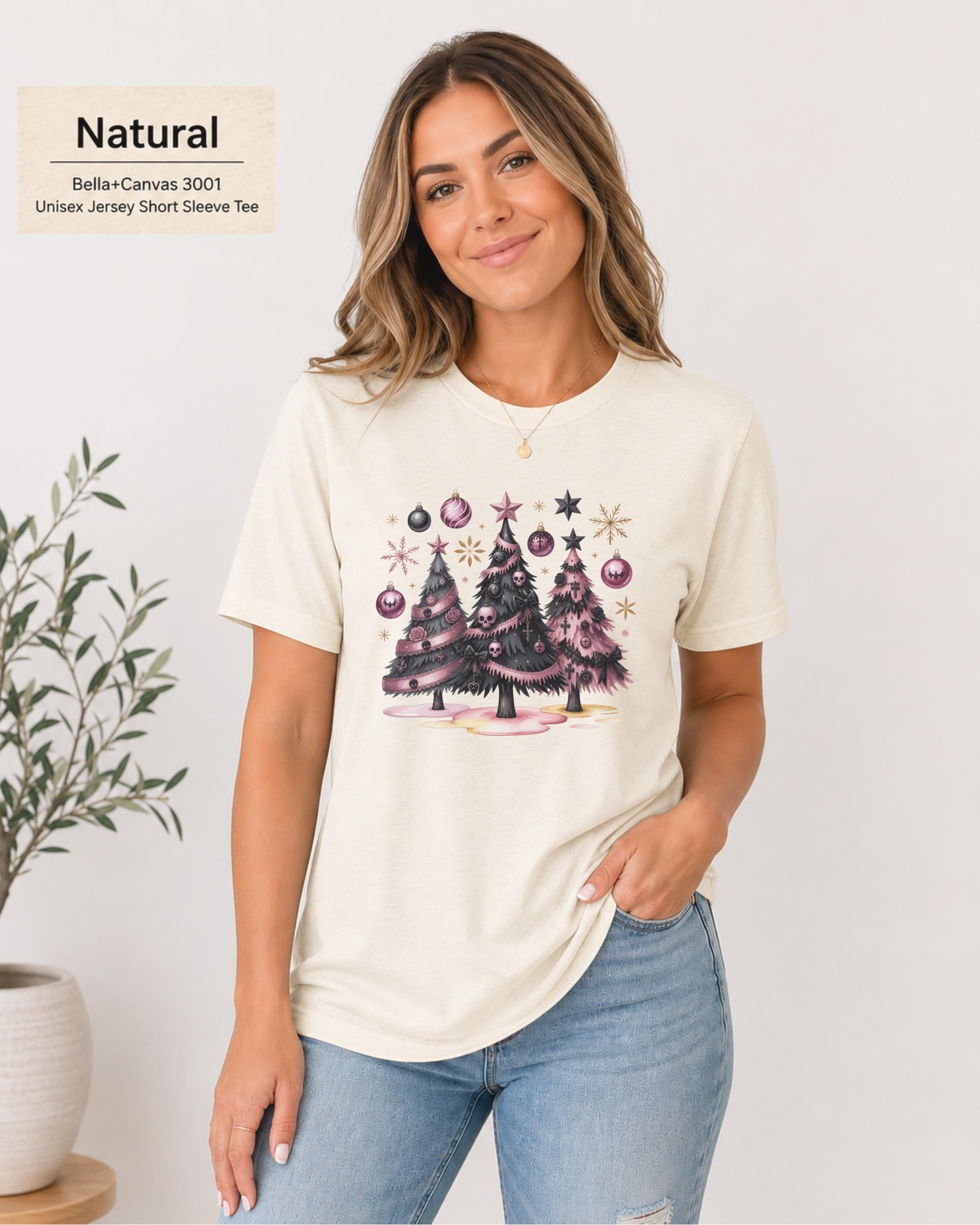 Cute alternative holiday apparel with pink ornaments