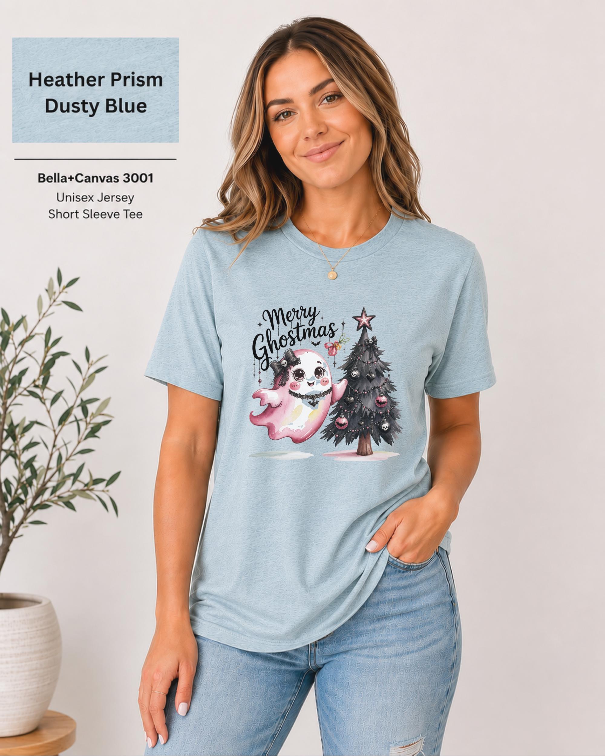 Festive graphic tee for Halloween lovers celebrating Merry Ghostmas.